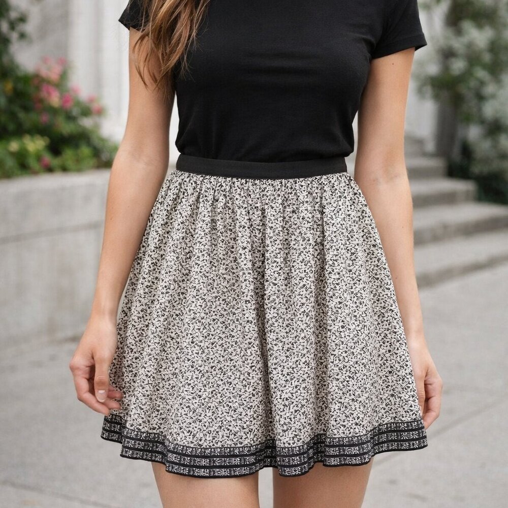 Sea New York Print Silk Pleated Mini Skirt